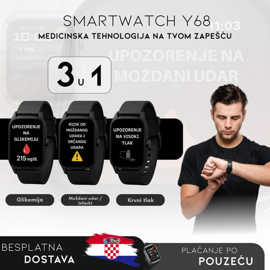 Smartwatch Y68 – Mjeri glukozu i krvni tlak | Izbornik na hrvatskom jeziku